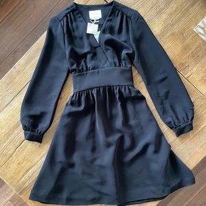 Kate Spade new with tags black tie waist dress LBD long sleeve